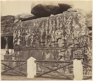 Seven Pagodas. [illegible] view of the left portion of the [illegible] Arjuna's Penance