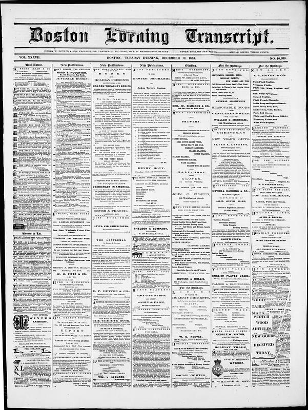 Boston Evening Transcript. December 19, 1865 - Digital Commonwealth