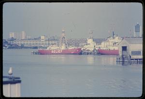 "Relief" Coast Guard base Boston. Boston from Charles River Bridge