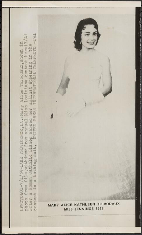 Mary Alice Kathleen Thibodaux, Miss Jennings 1959