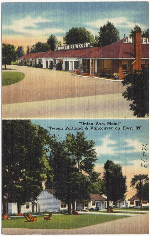 Union Ave. Auto Court, "Union Ave. Motel", "Tween Portland & Vancouver