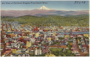 Air view of Portland, Oregon, from south west.