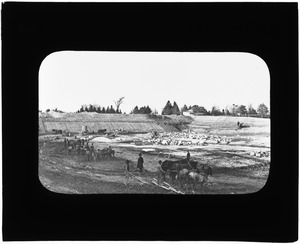 Distribution Department, Fisher Hill Reservoir, construction, Brookline, Mass., ca. 1886