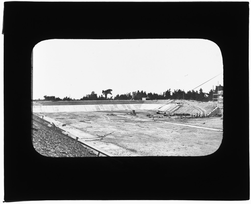 Distribution Department, Fisher Hill Reservoir, construction, Brookline, Mass., ca. 1886