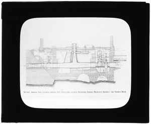 Wachusett Department, Hydroelectric Power Plant, section through gate chamber showing pipe connections (engineering plan), Mass., ca. 1911