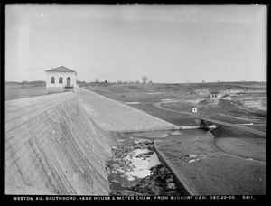 Weston Aqueduct, Headhouse and Meter Chamber, from Sudbury Dam, with Gatehouse, Southborough, Mass., Dec. 22, 1903