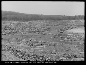 Weston Aqueduct, Weston Reservoir, Section 2, looking southeast from south end of dam, Weston, Mass., Dec. 11, 1903