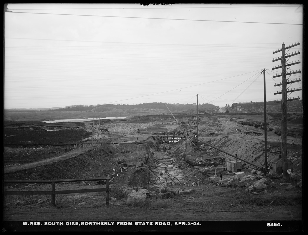Wachusett Reservoir, South Dike, northerly from State Road, Boylston; Clinton, Mass., Apr. 2, 1904