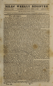 The Weekly Register, April 15, 1815