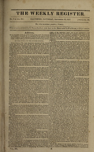 The Weekly Register, September 12, 1812