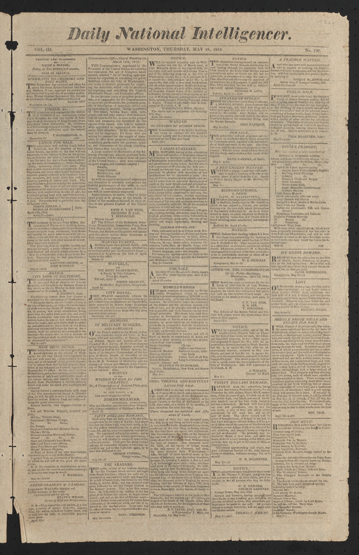 Daily National Intelligencer, May 18, 1815