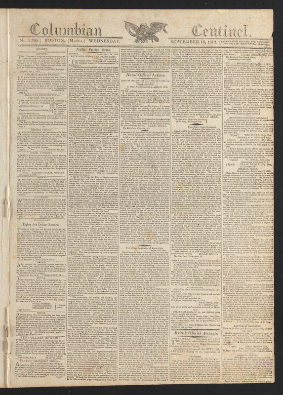 Columbian Centinel, September 16, 1812
