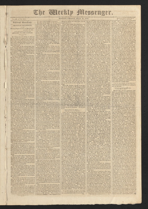 The Weekly Messenger, July 31, 1812