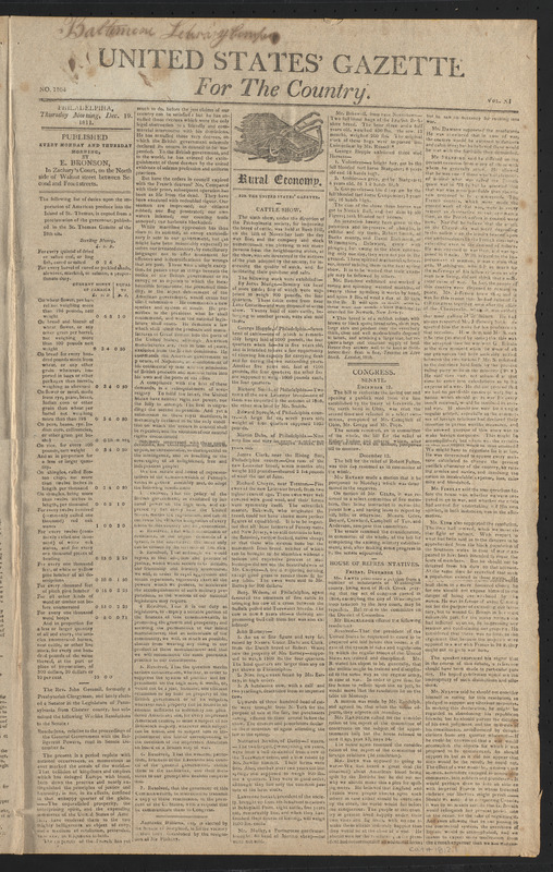 United States' Gazette for the Country, December 19, 1811