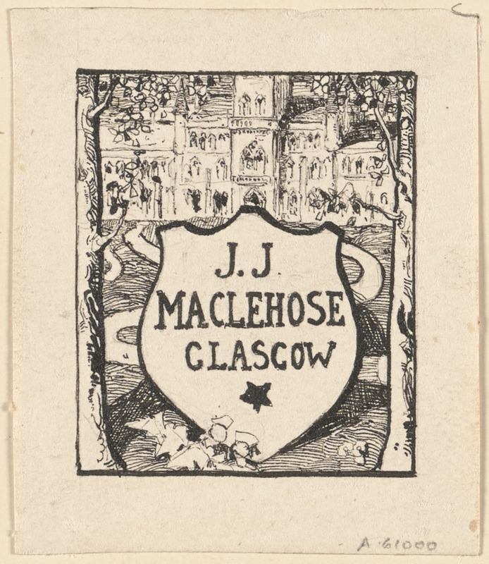 Alternative design for the bookplate of James J. MacLehose