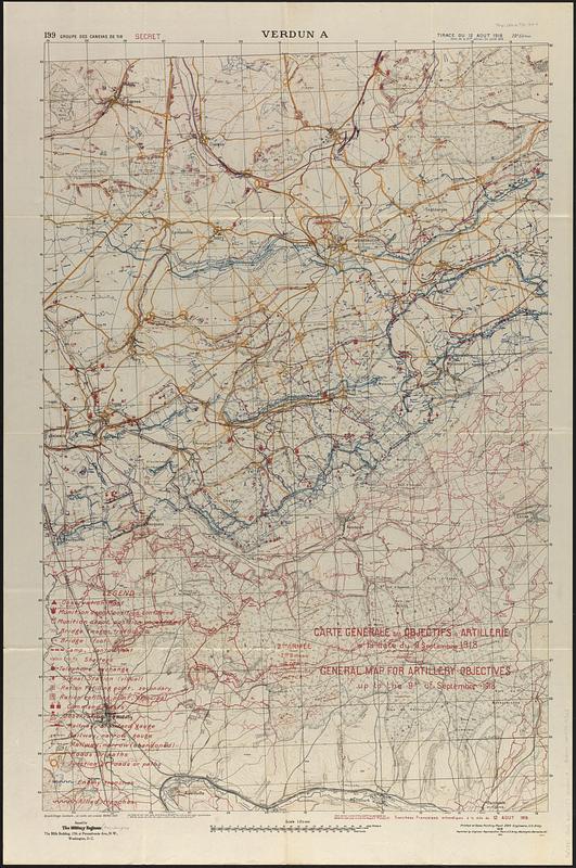 Carte générale des objectifs d'artillerie à la date du 9 Septembre 1918