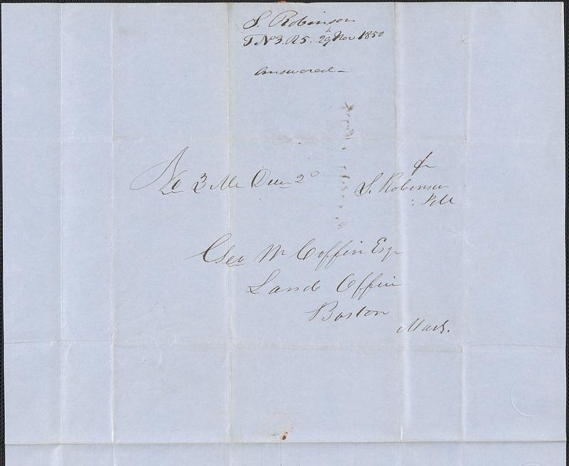 Spaulding Robinson to George Coffin, 29 November 1850 - Digital ...