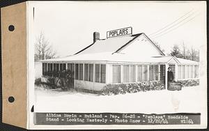 Albina Morin, "Poplars" roadside stand, looking easterly, Rutland, Mass., Dec. 20, 1944