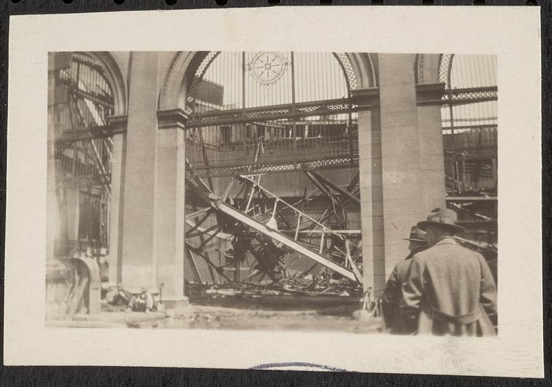 Back Bay station after fire, view through entrance to interior