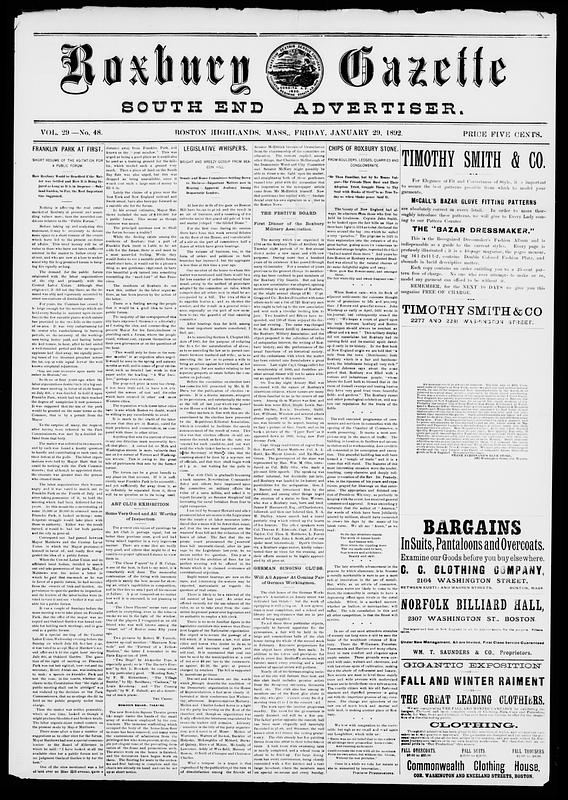 Roxbury Gazette And South End Advertiser, January 29, 1892 - Digital ...