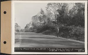 Contract No. 60, Access Roads to Shaft 12, Quabbin Aqueduct, Hardwick and Greenwich, looking ahead from Sta. 98+50, Greenwich and Hardwick, Mass., Sep. 28, 1938