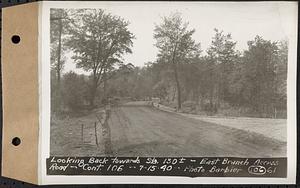 Contract No. 106, Improvement of Access Roads, Middle and East Branch Regulating Dams, and Quabbin Reservoir Area, Hardwick, Petersham, New Salem, Belchertown, looking back towards Sta. 130+, East Branch access road, Belchertown, Mass., Jul. 15, 1940