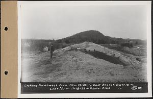 Contract No. 51, East Branch Baffle, Site of Quabbin Reservoir, Greenwich, Hardwick, looking northwest from Sta. 14+00, east branch baffle, Hardwick, Mass., Nov. 18, 1936