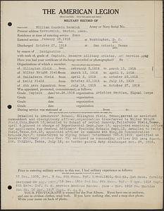American Legion military record of William Goodwin Renwick