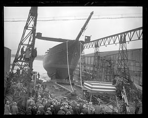 Unidentified ship after having being launched