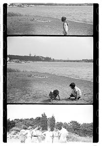 Group portraits near pond or beach