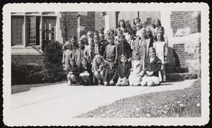 Newton Free Library branches & bookmobile. Newton, MA. Class outside Auburndale branch