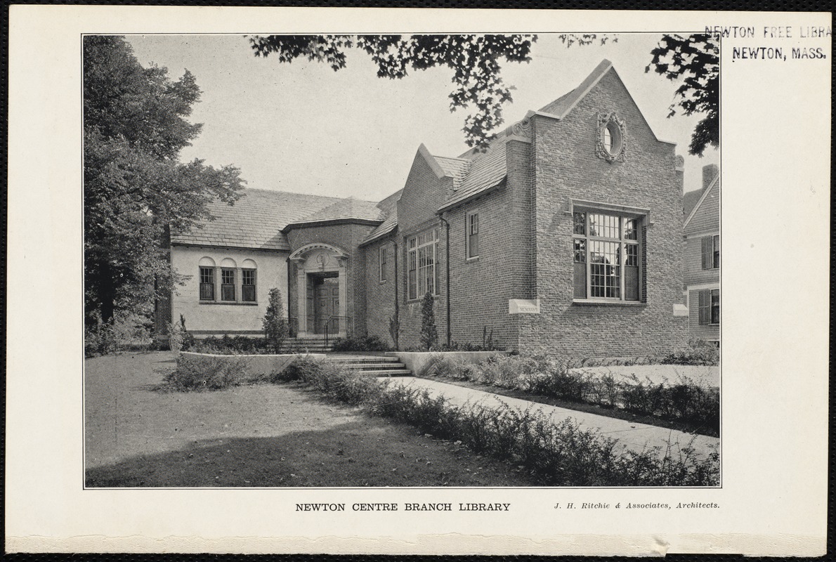 Newton Free Library branches & bookmobile. Newton, MA. Newton Centre Library, exterior