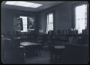 Newton Free Library branches & bookmobile. Newton, MA. Interior of unidentified library