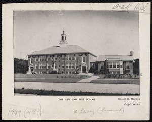 Newton Free Library branches & bookmobile. Newton, MA. New Oak Hill School with library in basement