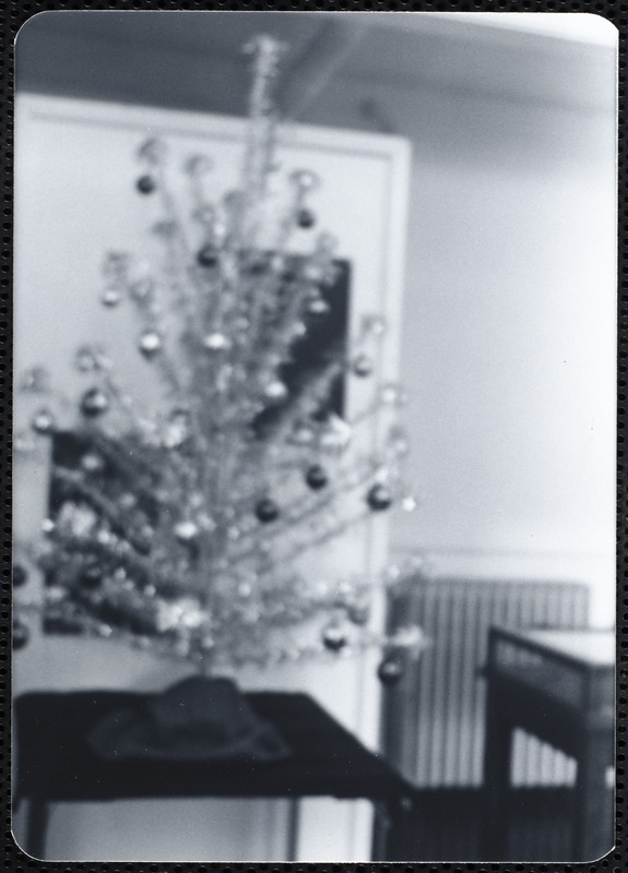 Newton Free Library. Newton, MA. Christmas tree Digital Commonwealth