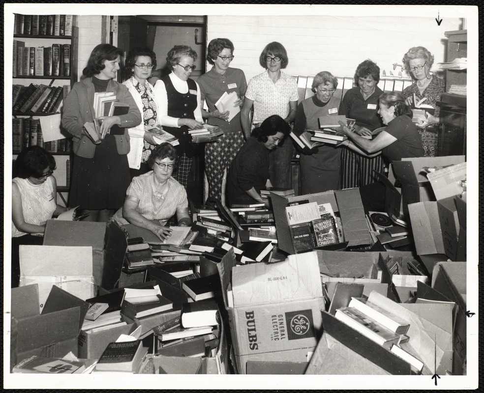 Newton Free Library, Newton, MA. Programs, patrons, staff. Book sale