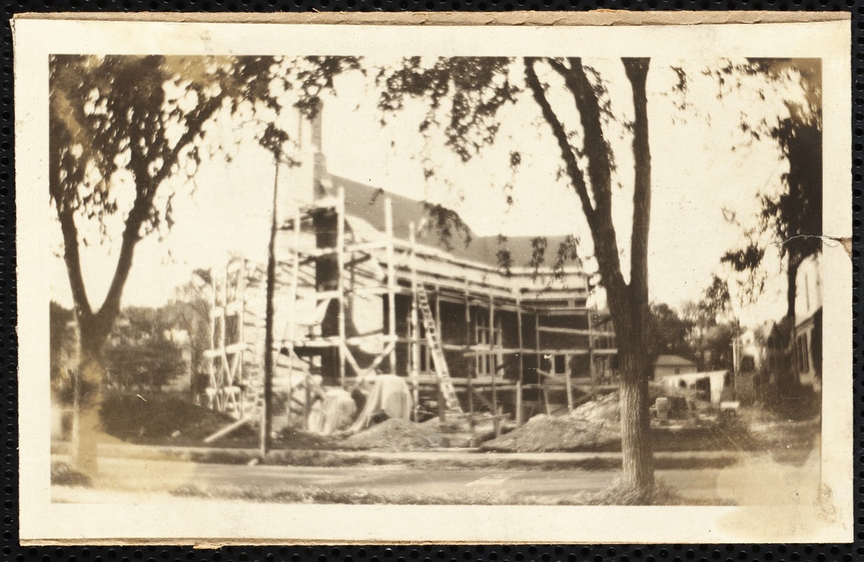 Auburndale Branch Library. Newton, MA. Building under scaffolding