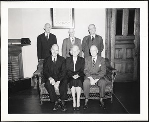 Newton Free Library, Newton, MA. Staff & trustees. Front: Judge Thomas Weston, Mrs. William H. McAdams