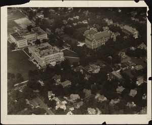 Schools & colleges. Newton, MA. Newton High, aerial view