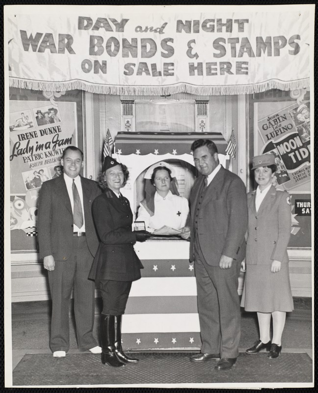 Red Cross events. Newton, MA. WW II war bonds, Paramount Theater