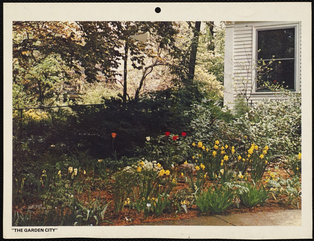 Public buildings. Newton, MA. Garden (calendar shot)