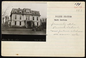 Protests & parades. Newton, MA. Police station (was Peirce School)