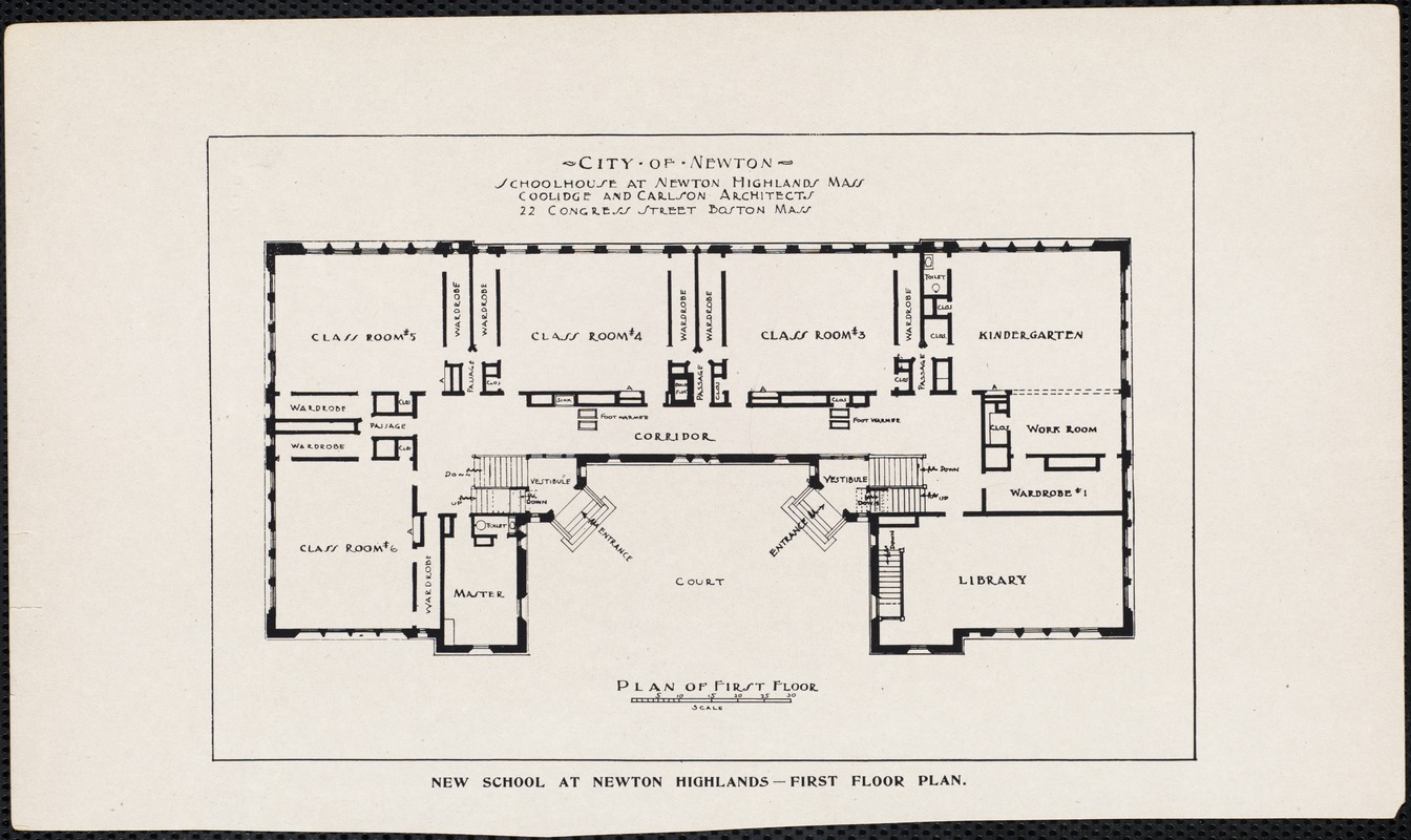 Plan of New Hyde School, Newton Highlands