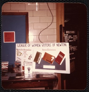 Newton Free Library, Newton, MA. Programs. League of Women Voters display