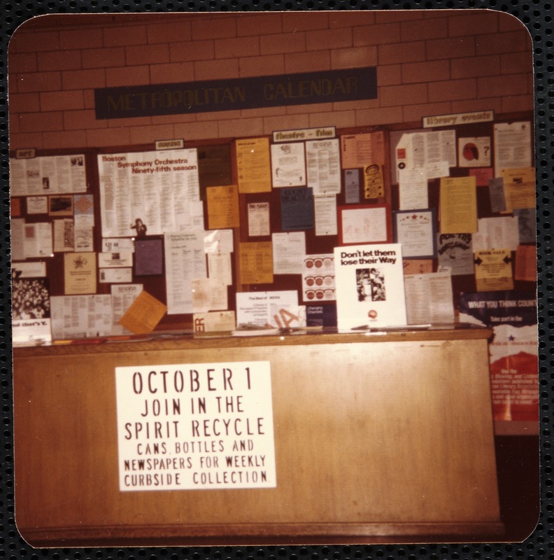 Newton Free Library, Newton, MA. Programs. Recycle display - '75