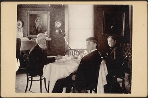 Newton photographs. Newton, MA. Three people seated at table