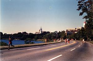 Joggers and Bicyclists on Memorial Drive