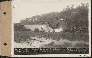 Ware River, George G. Gilbert Manufacturing Co., upper dam, drainage area = 161 square miles, flow = 1925 cubic feet per second = 12.0 cubic feet per second per square mile, Gilbertville, Hardwick, Mass., 3:05 PM, Sep. 17, 1933