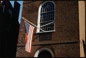 American flag at Old North Church, Boston