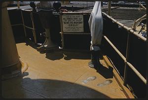 Sign commemorating Battle of Manila Bay on deck of USS Olympia, Philadelphia Maritime Museum